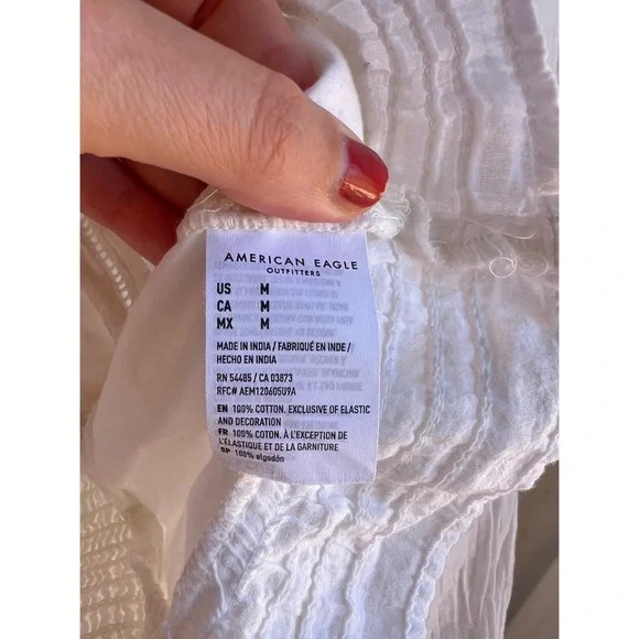 American Eagle White Lace Crochet Victorian Corset Crop Top MD - Picture 8 of 9